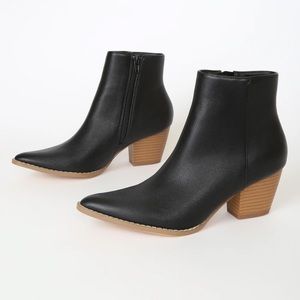 Spirit Black and Brown Pointed Toe Ankle Booties